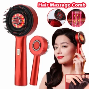 USB Electric Head Massage Comb Scalp Care LED Red Light Vibration Massager Brush - Picture 1 of 24