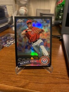 2011 Topps Chrome BLACK REFRACTOR Michael Young #/100 Texas Rangers