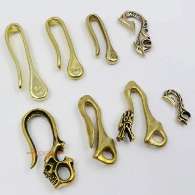 Retro Solid Brass DIY Skull Dragon Wallet U Shape Hook Clip Clasp Keychain - Image 1 of 4