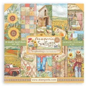 Sunflower Art - Stamperia 12" x 12" Paper Pad 10/pk Double Sided Sheets - Picture 1 of 11