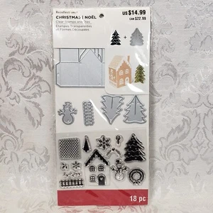 RECOLLECTIONS Clear Stamp Dies 18pc Christmas Noel Gingerbread House Trees NEW - Picture 1 of 6