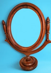 Solid Mahogany Turned Wood Swivel Vanity/Shaving Dresser Mirror 20" Tall Unique - Picture 1 of 14