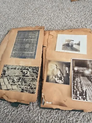 Vintage WWII era 1940s journal / diary scrap book lots of photos, postcards navy Foto 1 de 4