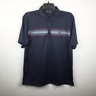 Travis Mathew Polo Shirt Mens XL Blue Red Stripe Short Sleeve Golf Performance