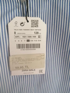 Zara Girls Size 8soft Collections Long Sleeves shirt blue&white with pockets  - Picture 1 of 11