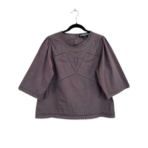 The J. Peterman Company Bunny Galamore's Embroidered Eyelet Top Blouse Medium - Picture 1 of 8