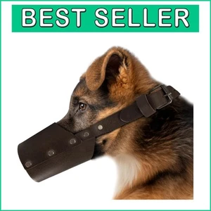 Durable Full Grain Leather Dog Muzzle - Prevents Biting, Perfect for Puppies - Picture 1 of 7