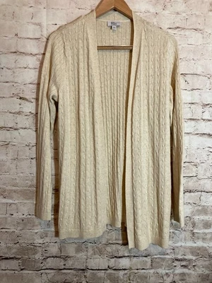 Cárdigan Kim Rogers Suéter Mujer Pequeño Mediano Beige Tejido con Cable Frente Abierto Foto 1 de 4