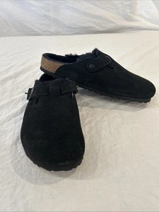 Zueco Birkenstock Boston genuino forrado de piel de oveja, negro, 45EU 12US, para hombre” - Imagen 1 de 12