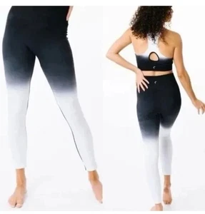 Zyia Active Leggings Black White Ombre Size Small High-Rise Performance NWT - Picture 1 of 6