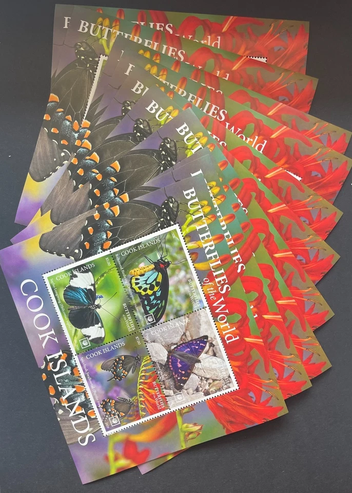 10pc*COOC ISLANDS , 2020, MNH, BUTTERFLIES, series Butterflies of the World - Image 1 of 1