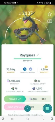 Pokemon Go Shiny Legendary Rayquaza ( Reduced) - Image 1 of 2