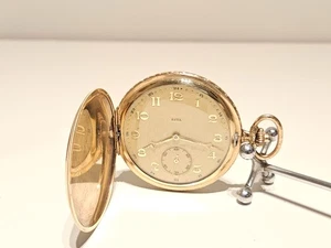 OROLOGIO DA TASCA UOMO VINTAGE LUSSO SVIZZERO FULL HUNTER 40 MICRON PLACCATO ORO "ESTA" - Foto 1 di 20