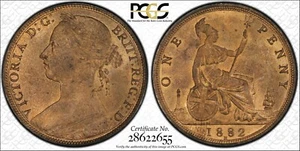 GREAT BRITAIN VICTORIA 1882-H PENNY, CHOICE+ UNCIRCULATED, CERTIFIED PCGS MS64+ - Picture 1 of 7
