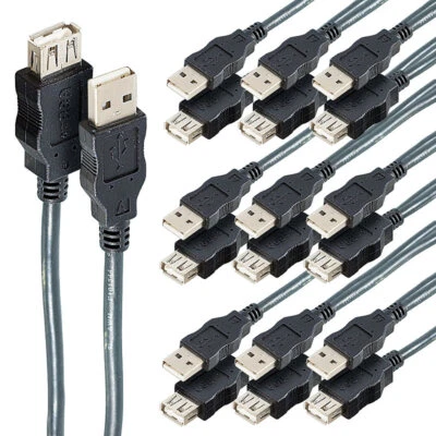 PConKey 10er-Set USB 2.0 High-Speed Verlängerungskabel, 1,8 m, schwarz - Bild 1 von 2