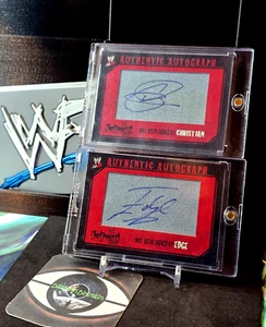 Edge & Christian 2009 Topps WWE Judgement Day Mat Relic Auto Signatures WWF🔥😎 - Picture 1 of 2