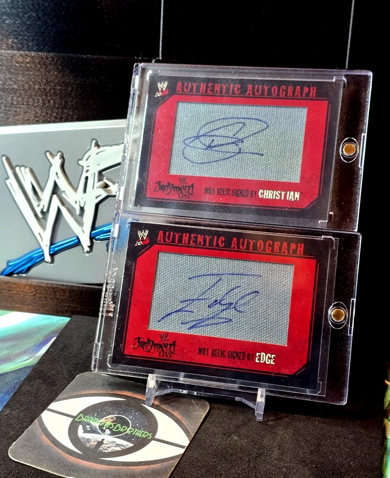Edge & Christian 2009 Topps WWE Judgement Day Mat Relic Auto Signatures WWF🔥😎 - Image 1 of 2