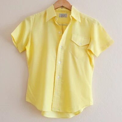 Camisa ocidental vintage anos 70 Lady Manhattan colarinho adaga amarelo feminina retrô 8/10 - Imagem 1 de 4
