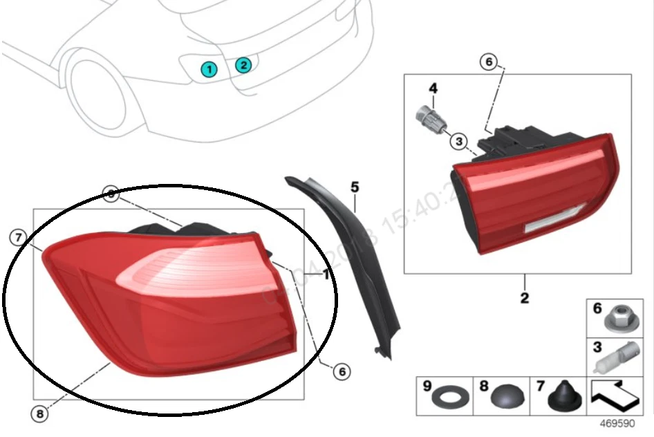 NEW BMW 3 F30 RIGHT SIDE TAILLIGHT 7369118 63217369118 2016 OEM NO DUTY TO 🇺🇸 - Изображение 1 из 1