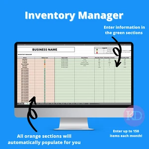 Inventory Management Excel Spreadsheet - 12 month Inventory Tracker - Picture 1 of 6