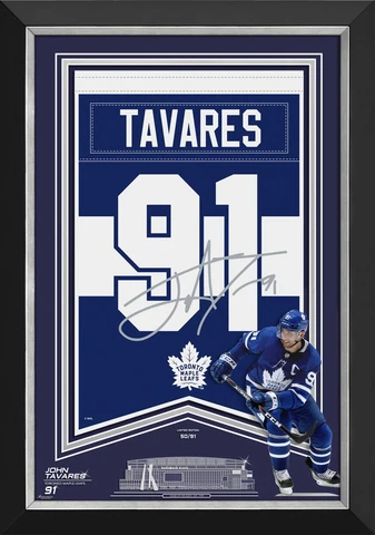 John Tavares Framed Arena Banner Ltd Ed /91 - Maple Leafs, Facsimile Signature Cover