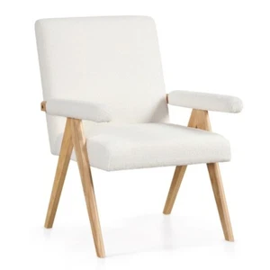 Mid-Century Modern Accent Chair Living Room Upholstered Chair W/ Padded Armchair - Picture 1 of 12