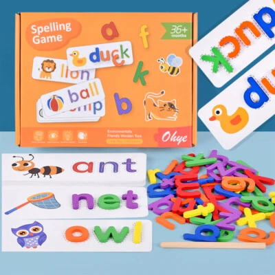 Wooden Cardboard English Spelling Alphabet Game Early Education Educational Toy - Image 1 of 4