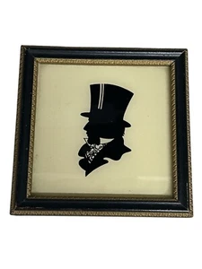 Silhouette of an old hand cut Colonial Man transferred from enamel to glass - Picture 1 of 5