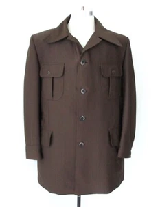 Chaqueta de Safari de Ocio Disco Proxeneta Blazer 46 De Colección Años 70 SUPERFLY Marrón Polietileno Tejido - Imagen 1 de 5