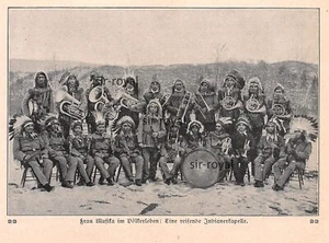 reisende Indianer-Kapelle - USA - 1913 - Historische Aufnahme ~13x10cm - - Foto 1 di 1