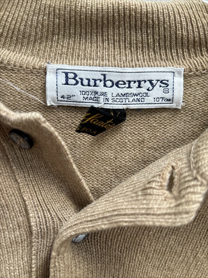 Suéter Burberrys Vintage Para Hombre Lana Cuello Botón Talla L Academia Y2K Grannycore Foto 1 de 4