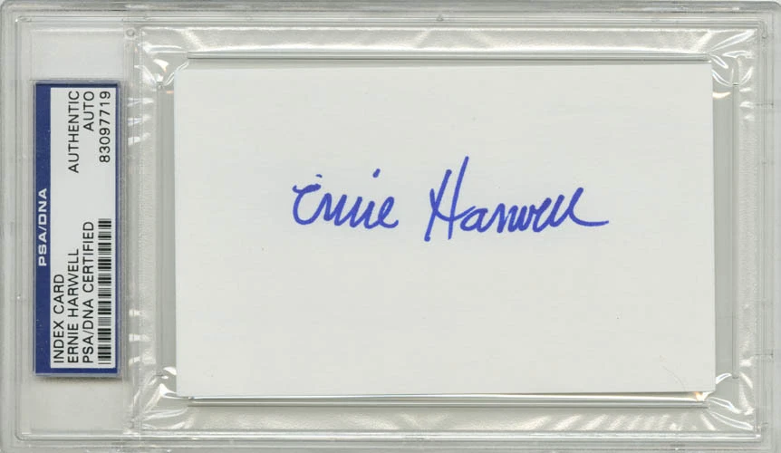 Ernie Harwell SIGNED 3x5 Index Card Detroit Tigers PSA/DNA AUTOGRAPHED - Image 1 of 1