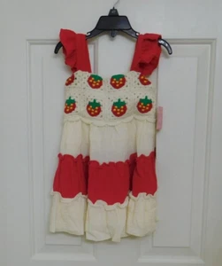 NWT Rare Editions Strawberry Crochet Tiered Dress sz 4t - Picture 1 of 2
