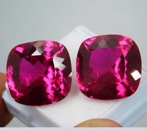 Par de piedras preciosas de zafiro rosa ceilán natural certificado 40,40 quilates forma radiante - Imagen 1 de 11