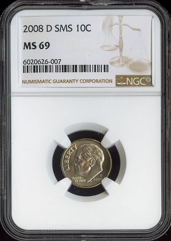 2008 D Roosevelt Dime NGC MS69 SMS QUALITY✔️ Cover