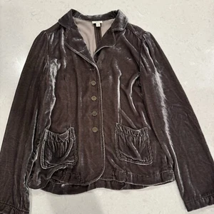 J.Jill Crushed Velvet Blazer Jacket Embroidered Button Dusty Purple Size Small - Picture 1 of 5