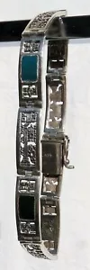 Pulsera Vintage Plata Esterlina 925 Bisagras Eslabones Articulados Cierre Étnico Perú - Imagen 1 de 4