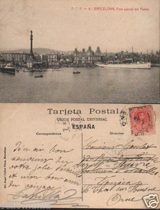 ANTIGUA POSTAL BARCELONA VISTA DESDE EL PUERTO 1917 1920 OLD POSTCARD CC01075 - Picture 1 of 1