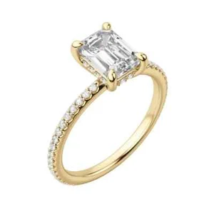 1.00 Carat Emerald Cut Lab Grown Diamond Engagement Ring in 14K Yellow Gold - Picture 1 of 5