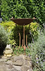 FRENCH DESIGN LARGE BIRD feeder bath branch rust NEW 75 cm high elegant - Picture 1 of 7