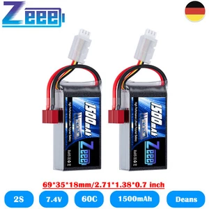 2x Zeee 2S LiPo Akku Batterie 7.4 V 60C 1500mAh T Stecker für RC Auto Flugzeug - Bild 1 von 7