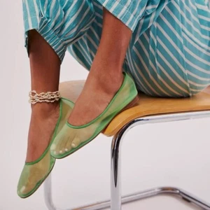 New Jeffrey Campbell Mesh Muse Ballet Flats Shoes Green US 9 - Picture 1 of 10