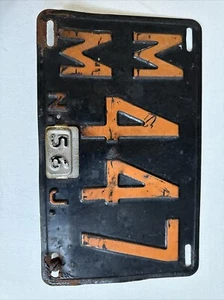 1956 NEW JERSEY 3 Digit license Plate with TAB All Original Paint # 447MM - Picture 1 of 2