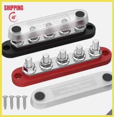 Metal Power Distribution Block Bus Bar Posts Cover Marine Automotive Solar 12V - Image 1 of 4