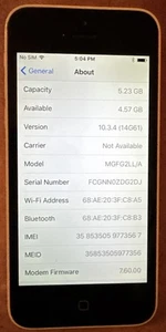 Apple iPhone 5 8GB White (ATT) A1532 Fast Ship GSM Very Good Used 10.3.4 IOS - Picture 1 of 3