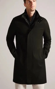 TED BAKER Coat Mens TB 3 UK M Erolson Green Nylon Funnel Neck Detachable Liner - Picture 1 of 15
