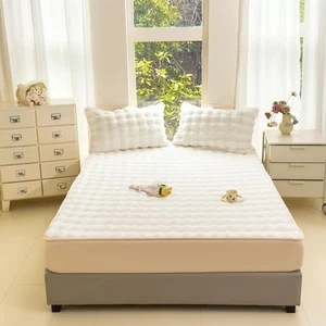 Sábana ajustable gruesa de felpa mullida invierno cálida colcha con dos fundas de almohada - Imagen 1 de 36