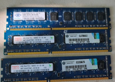 3PCS Hynix  2GB (6gb) 1Rx8 PC3 -10600U-9 -11-A1 HMT325U6CFR8C-H9 N0 AA PC Memory - Image 1 of 4