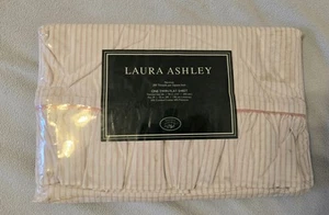 Laura Ashley Pink Ticking Stripe Flat  Twin Sheet NWT - Picture 1 of 2