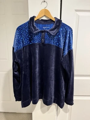 Chaqueta Pullover Cuddl Duds Mujer Azul XL Top Manga Larga SUAVE ACOGEDORA Cálida Foto 1 de 4